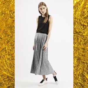 Topshop Marl Pleated Midi Skirt